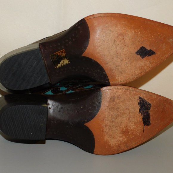 Don Quixote Tooled Leather Western Slip On Boots Mules Made In Mexico Size 8.5 - Picture 7 of 12